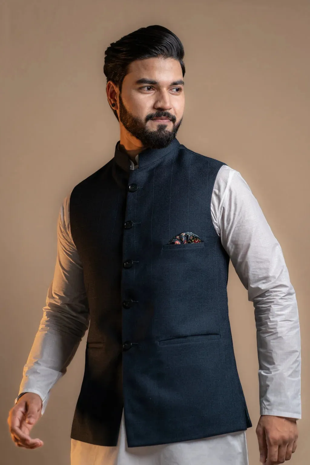Men's Navy Blue Nehru Jacket