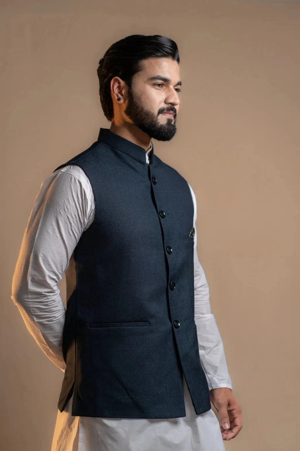 Men's Navy Blue Nehru Jacket