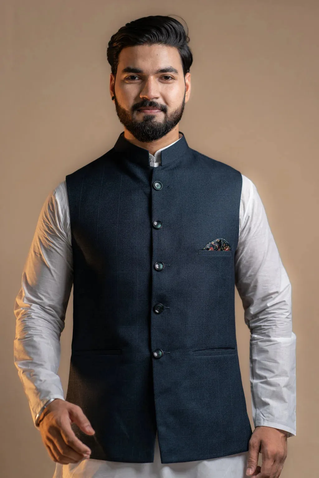 Men's Navy Blue Nehru Jacket