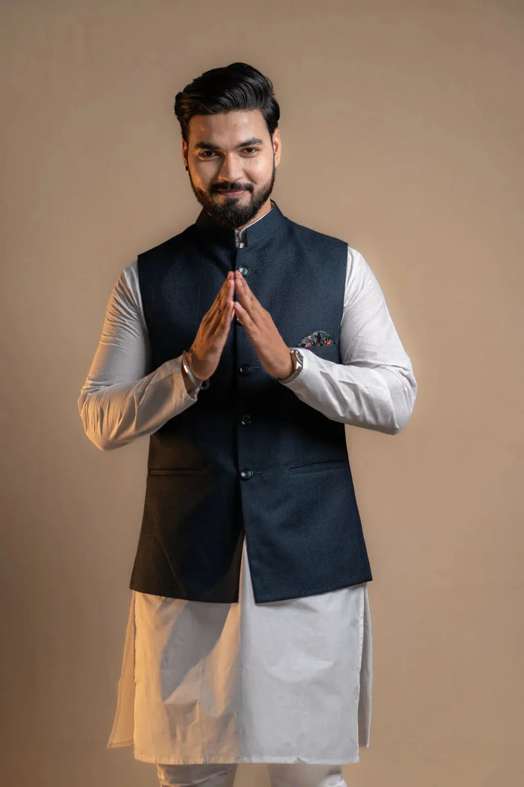 Men's Navy Blue Nehru Jacket