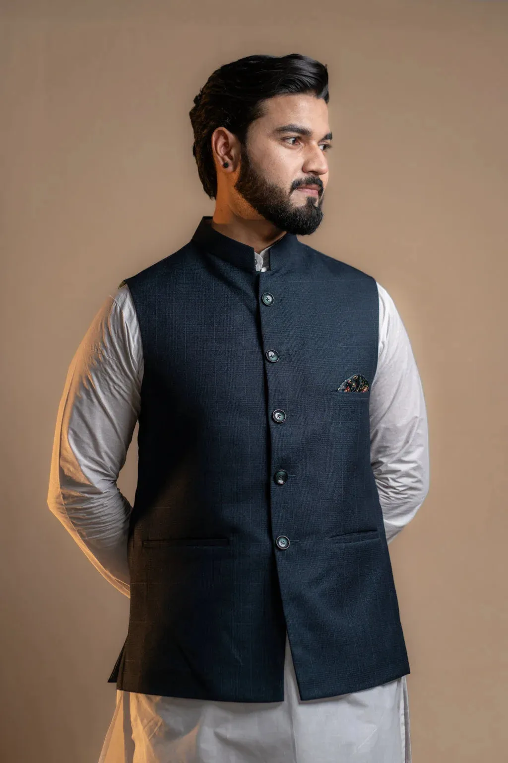 Men's Navy Blue Nehru Jacket