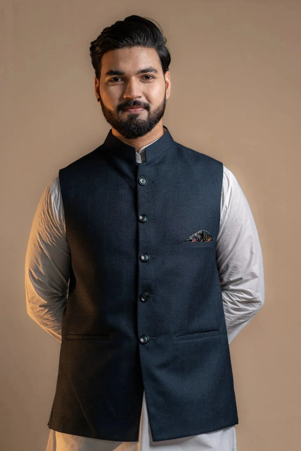 Men's Navy Blue Nehru Jacket