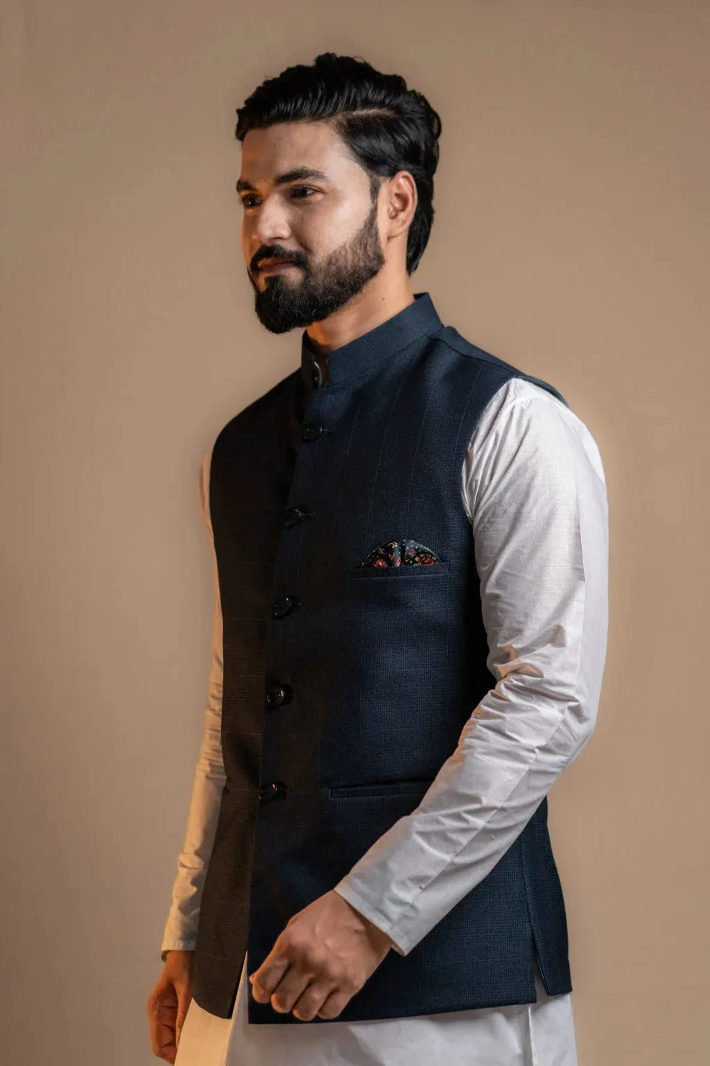 Men's Navy Blue Nehru Jacket