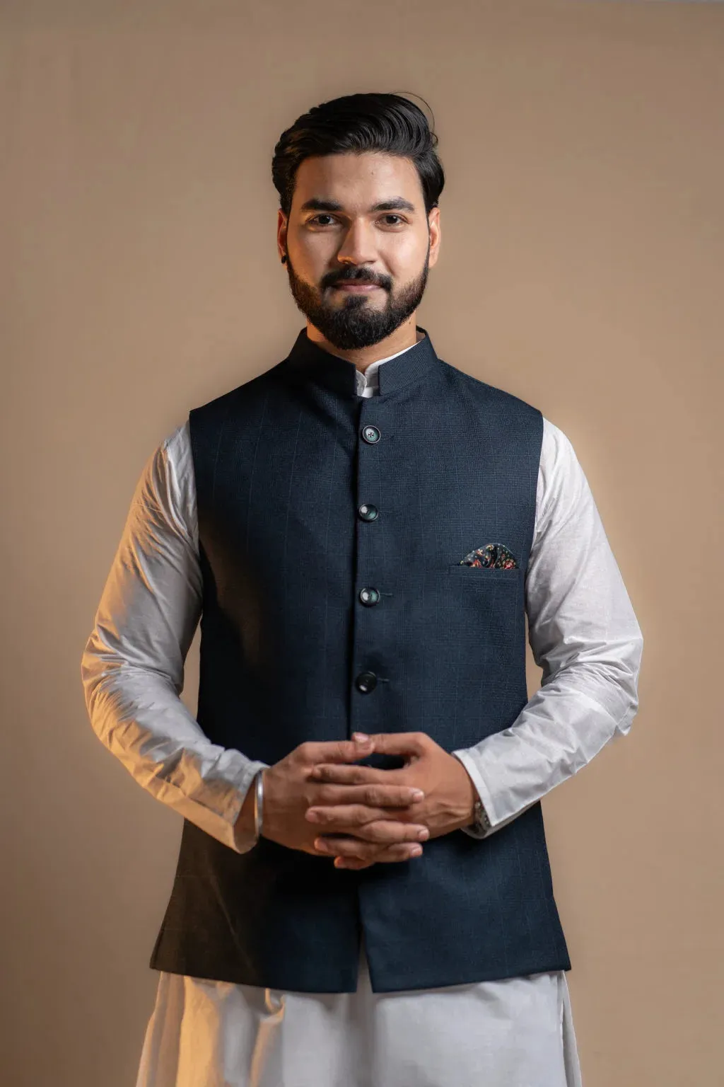 Men's Navy Blue Nehru Jacket