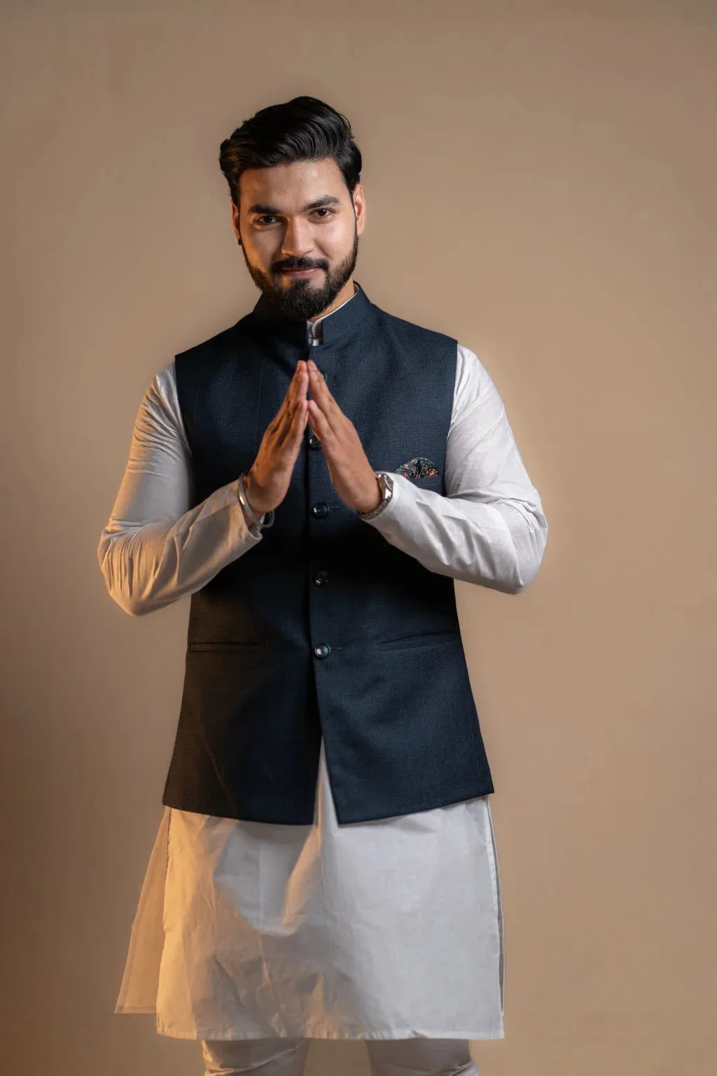 Men's Navy Blue Nehru Jacket
