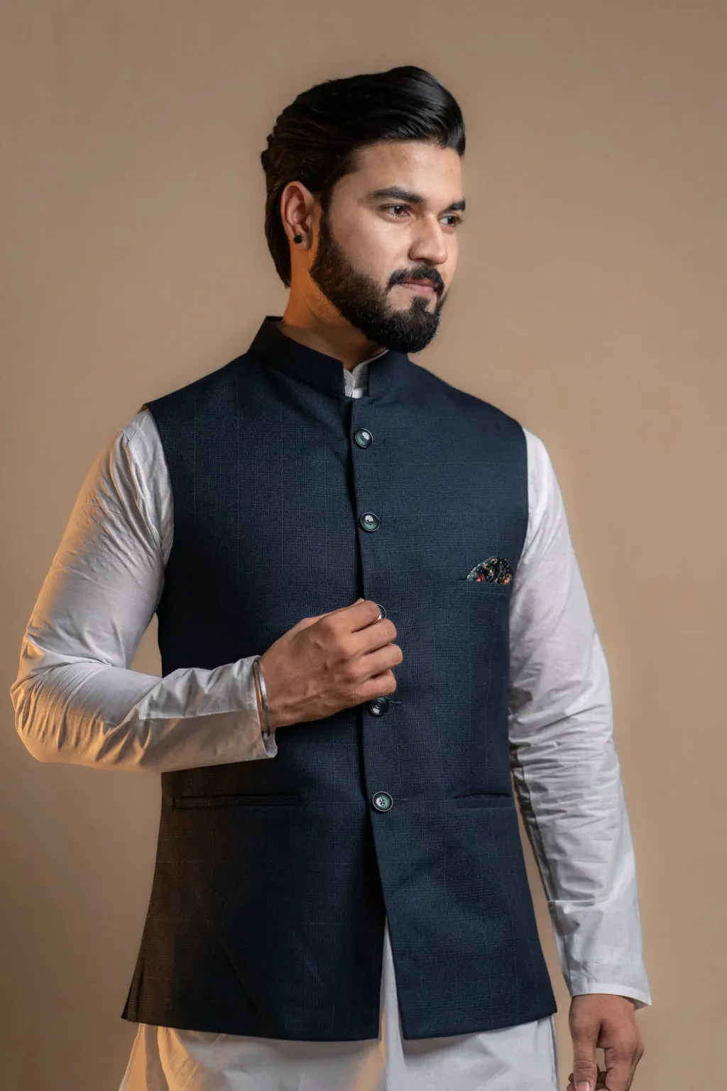 Men's Navy Blue Nehru Jacket