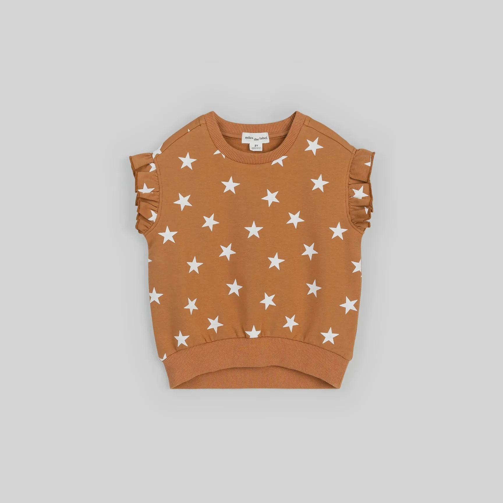 Miles the Label - Ruffle Terry Tank - Camel Stars