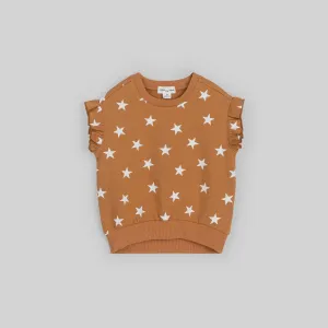Miles the Label - Ruffle Terry Tank - Camel Stars