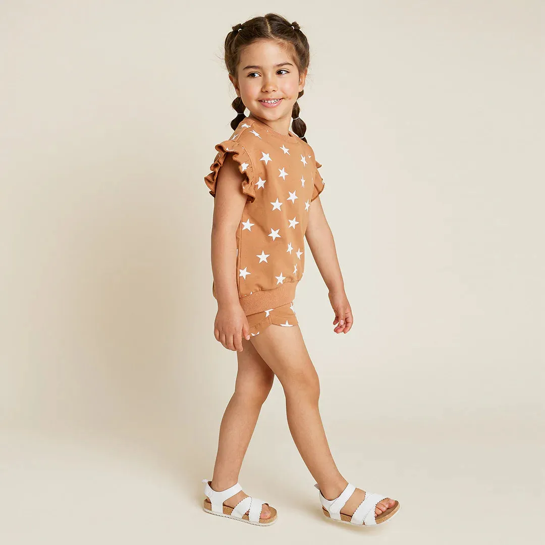 Miles the Label - Ruffle Terry Tank - Camel Stars