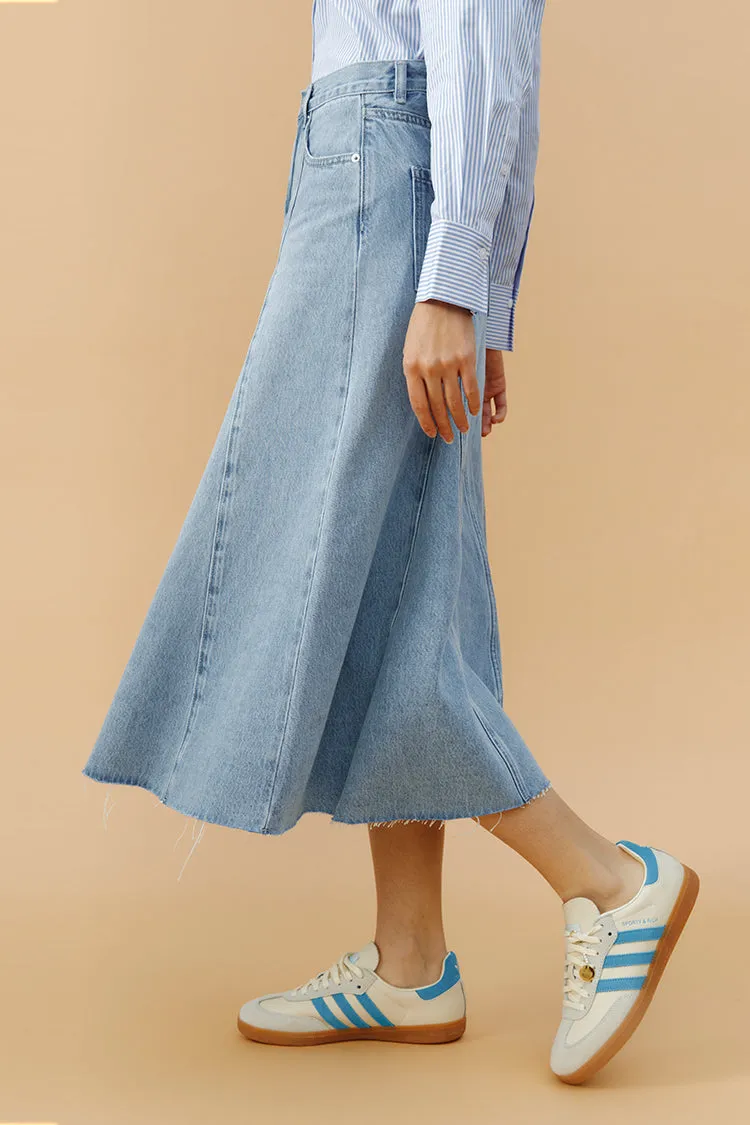 Monica Swing Denim Midi Skirt
