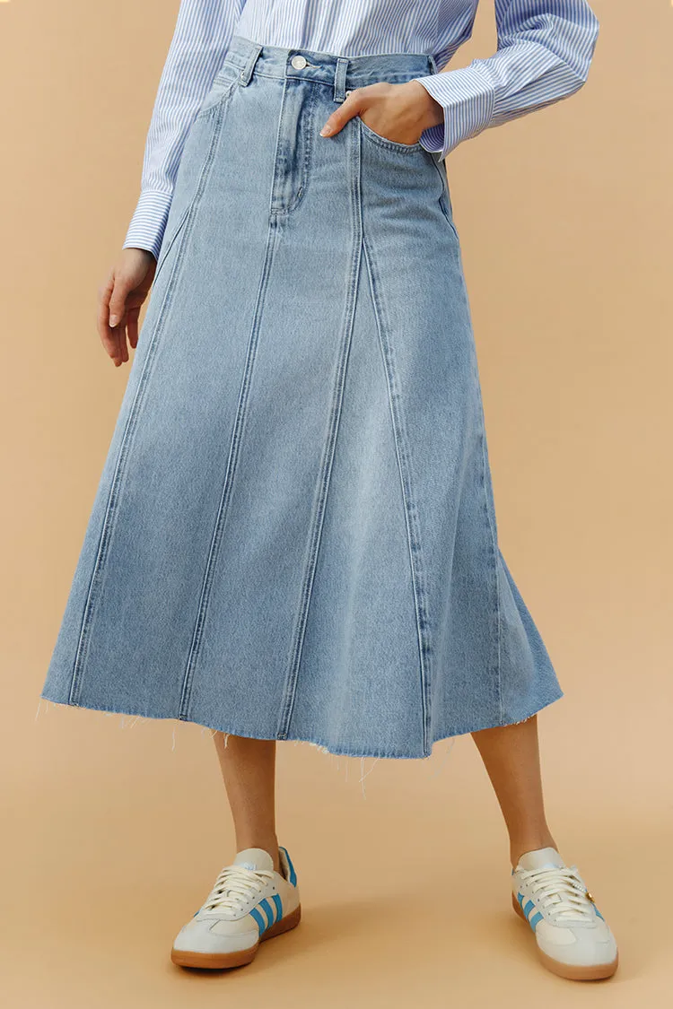 Monica Swing Denim Midi Skirt
