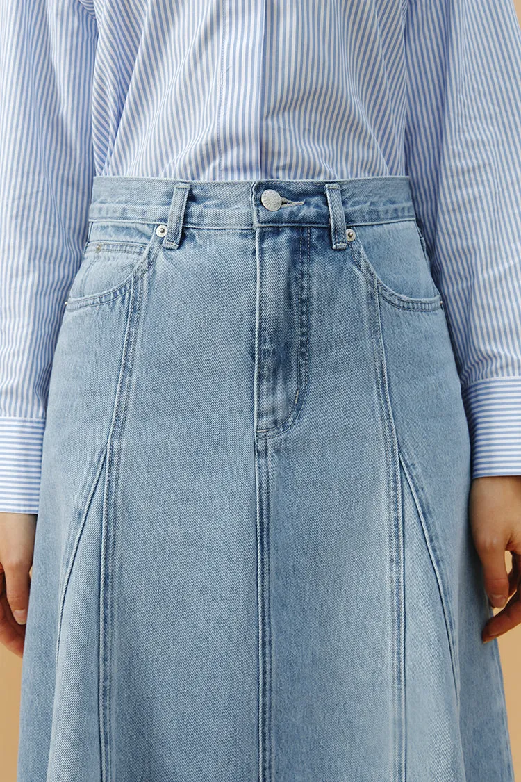 Monica Swing Denim Midi Skirt