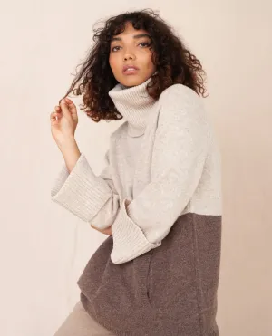 NELL Wool Jumper In Oat And Brown