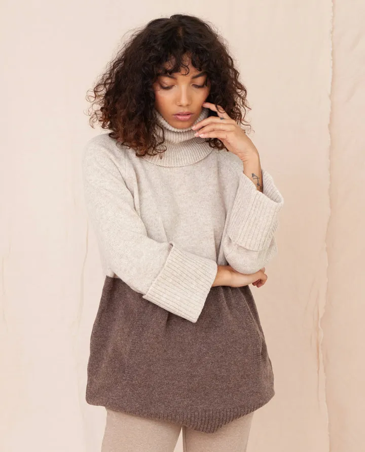 NELL Wool Jumper In Oat And Brown