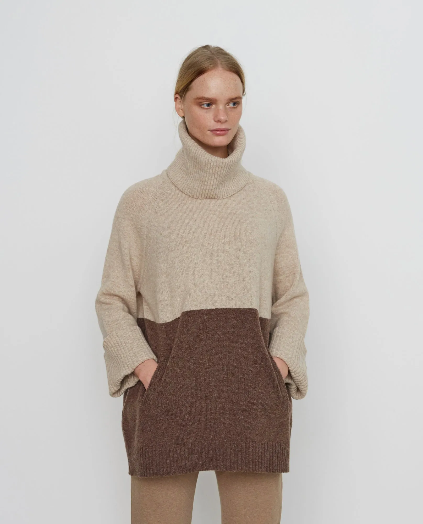 NELL Wool Jumper In Oat And Brown