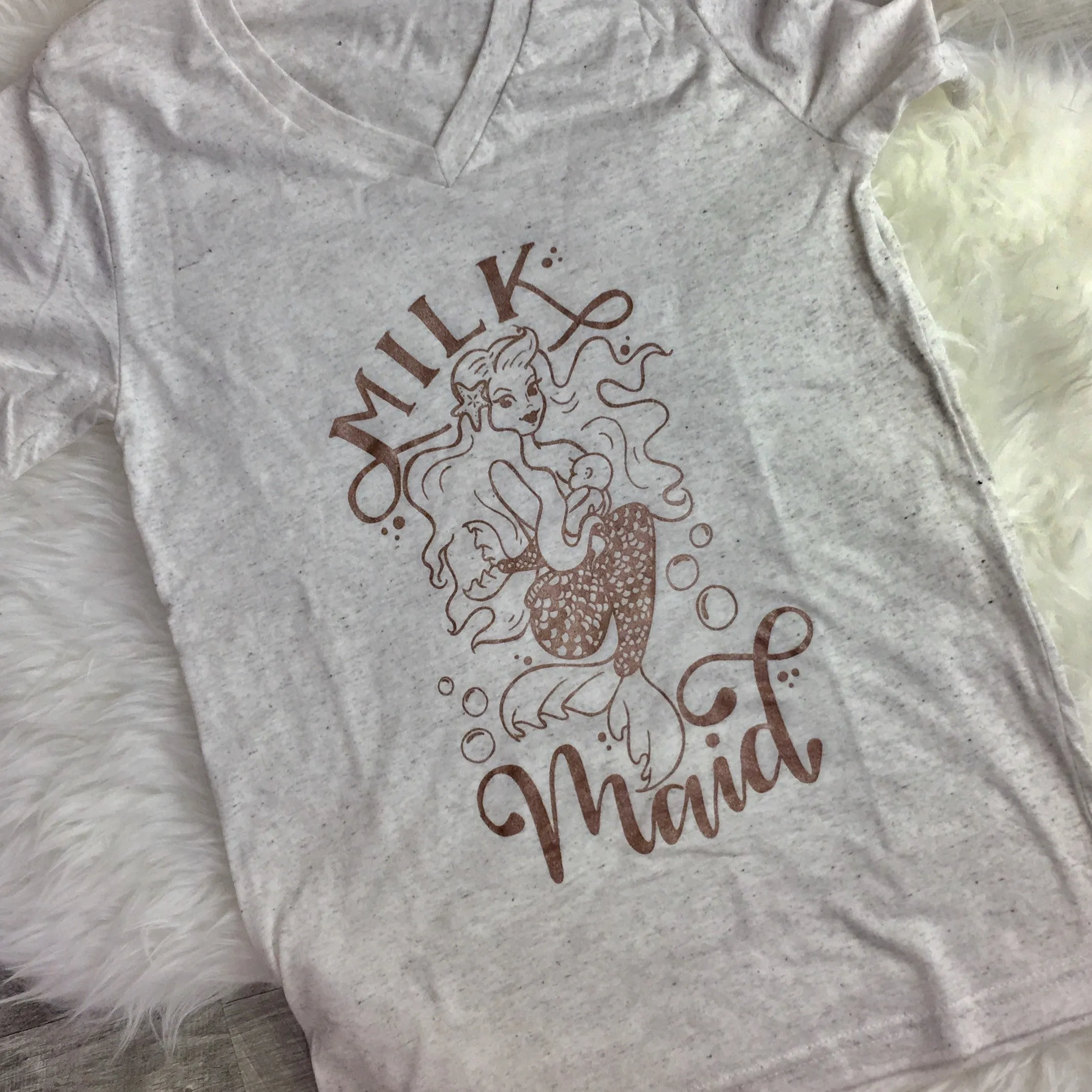 NEW Limited Edition Rose Gold Milk Maid V Neck Unisex Tees