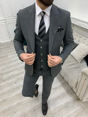 Nile Gray Slim Fit Peak Lapel Suit: Elegant Sophistication for Every Occasion