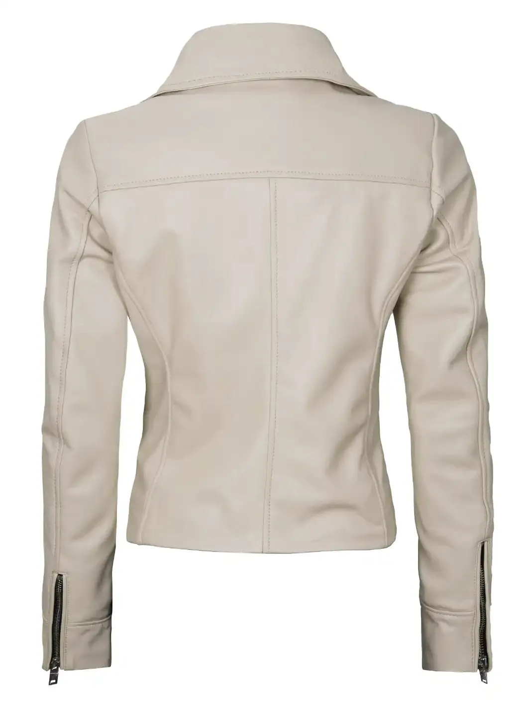 Ninfa Women's Beige Asymmetrical Biker Leather Jacket
