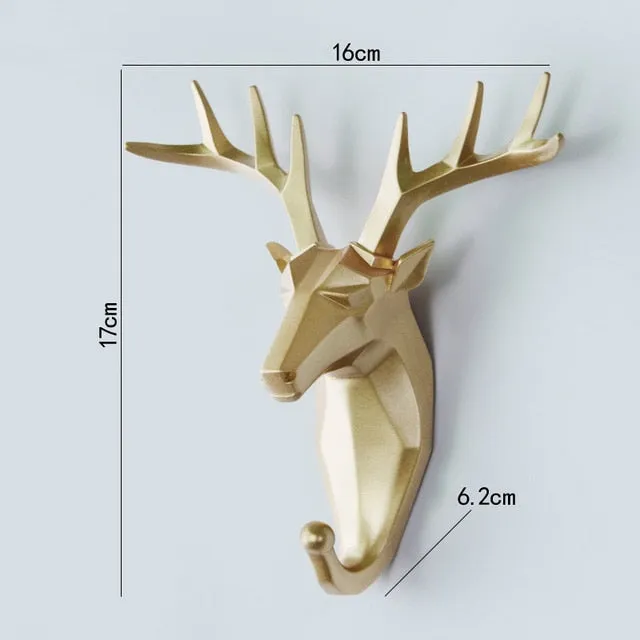 Nordic Animal Hanging Coat Hook Wall Punch-free Deer Head Key Hanger Home Storage