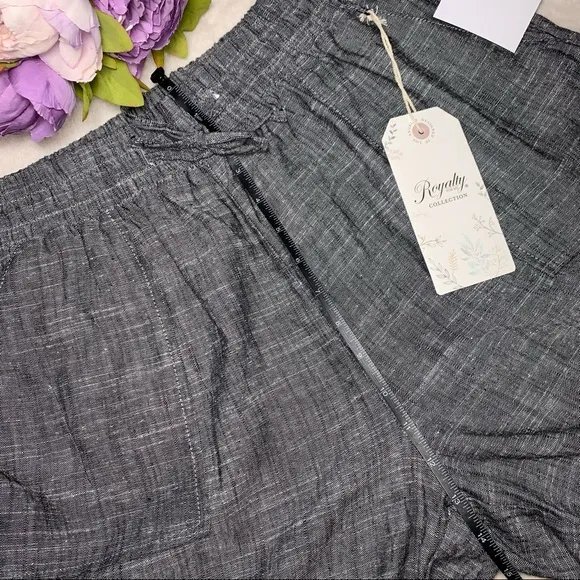 NWT Royalty for Me Grey Linen Shorts