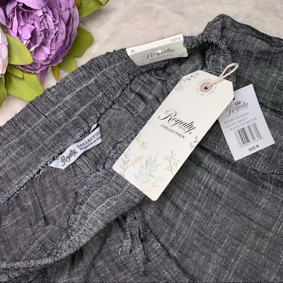 NWT Royalty for Me Grey Linen Shorts