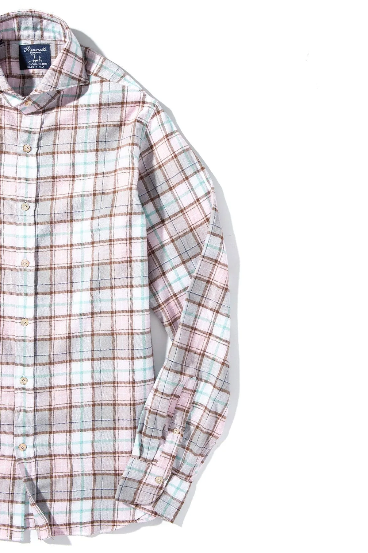Ogo Brushed Cotton Check In Pink/ Grey