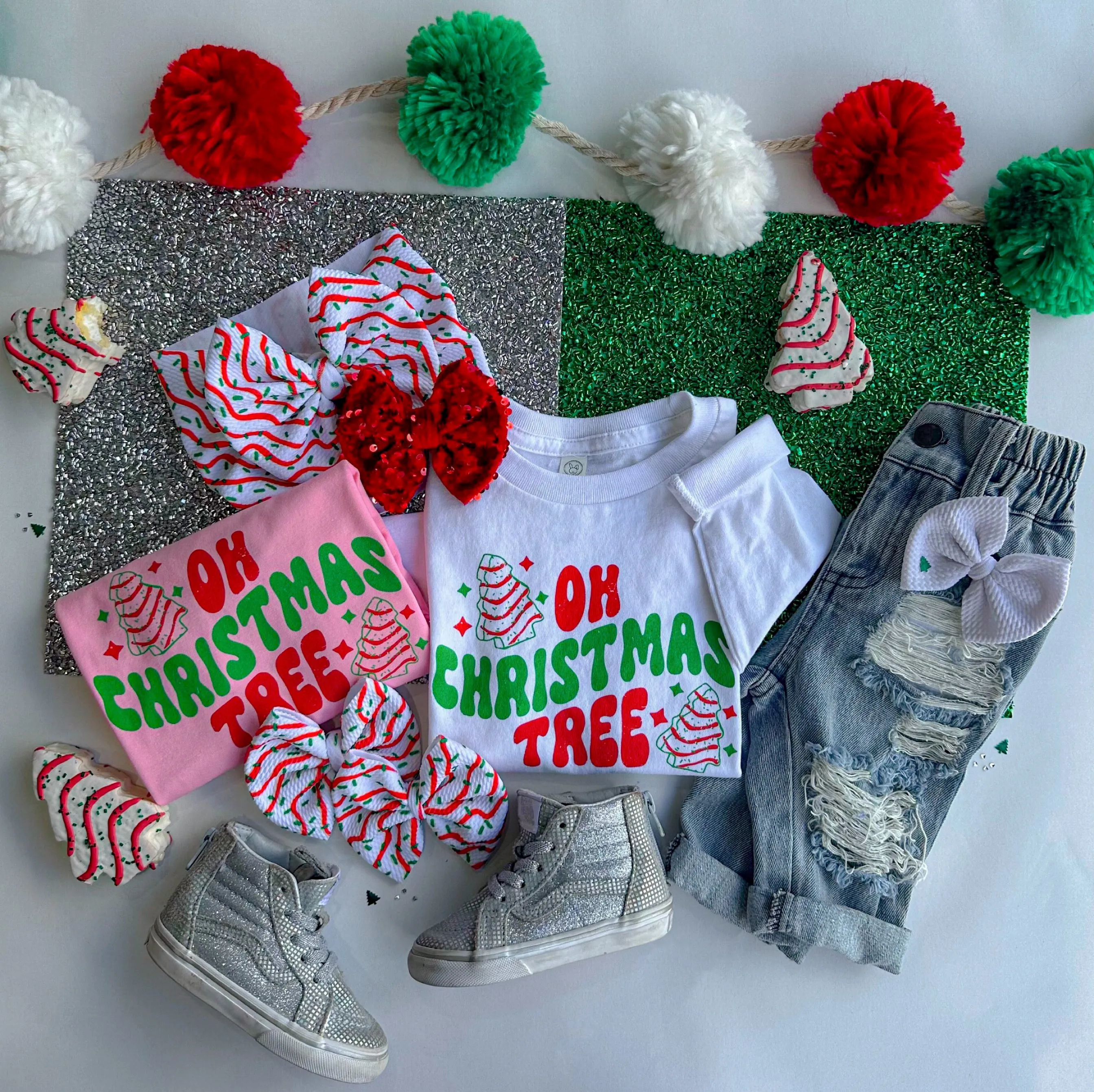 oh Christmas tree long sleeve tee - white