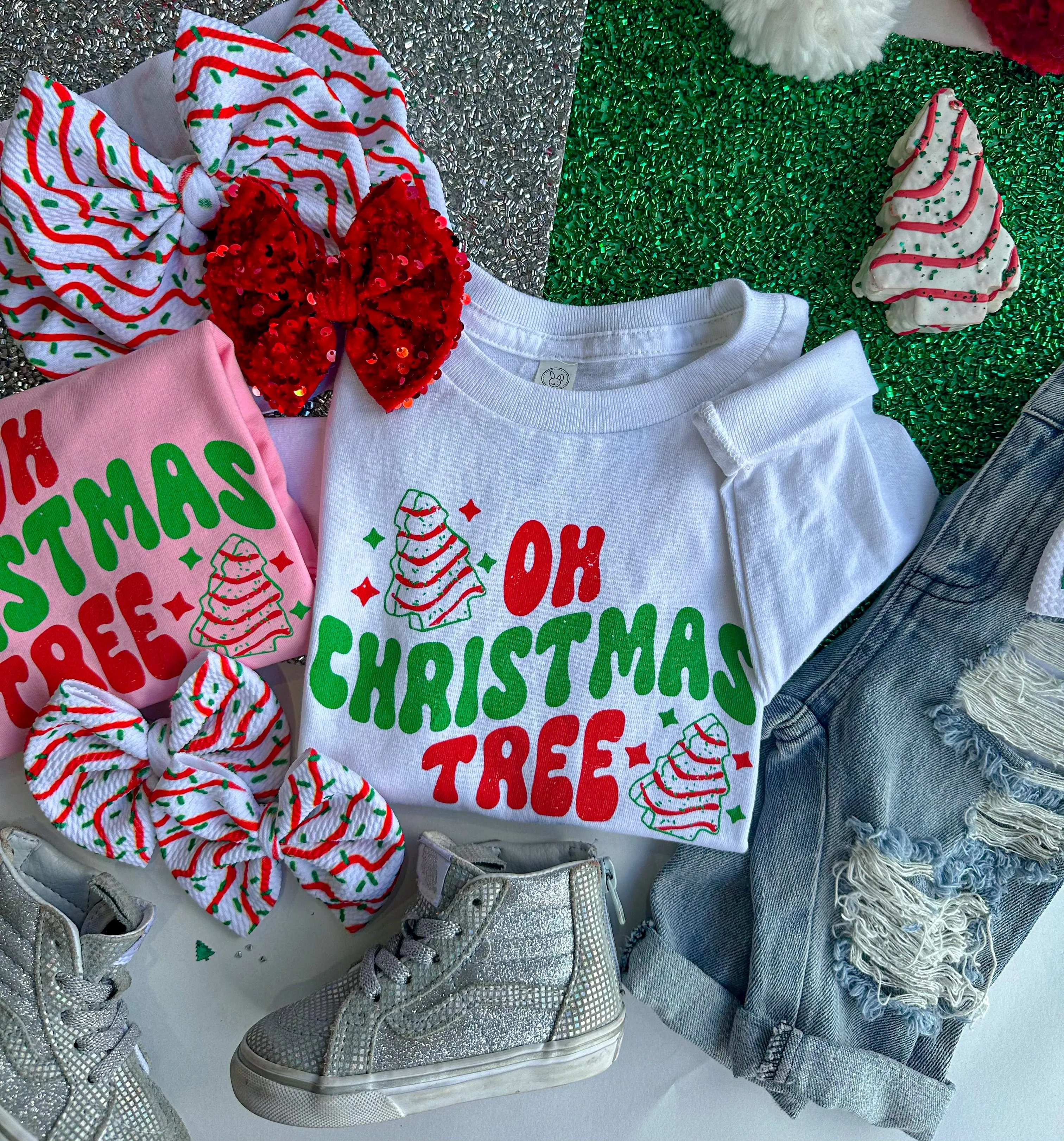 oh Christmas tree long sleeve tee - white