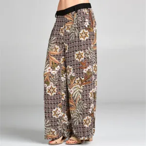 Olive Floral Palazzo Pants