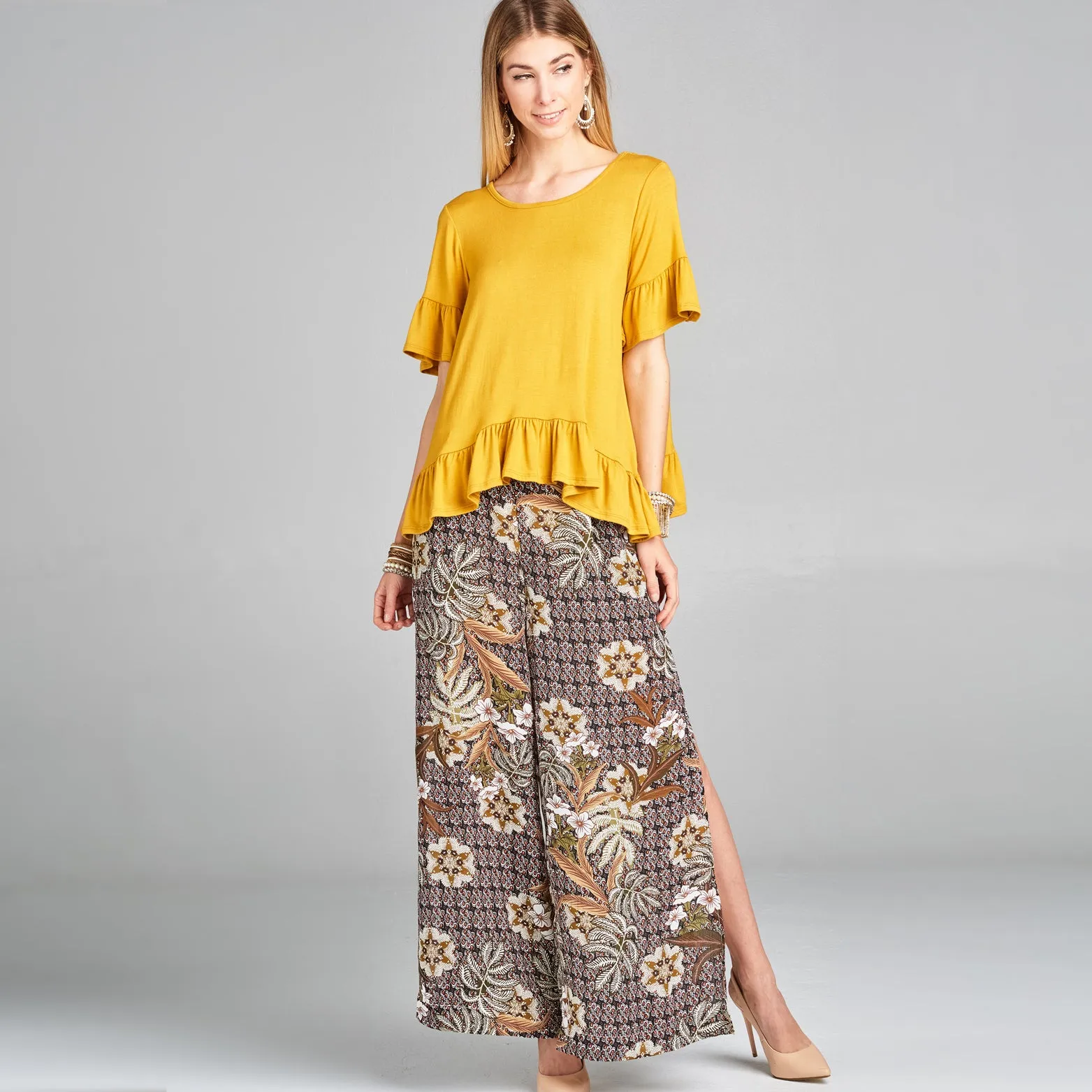 Olive Floral Palazzo Pants
