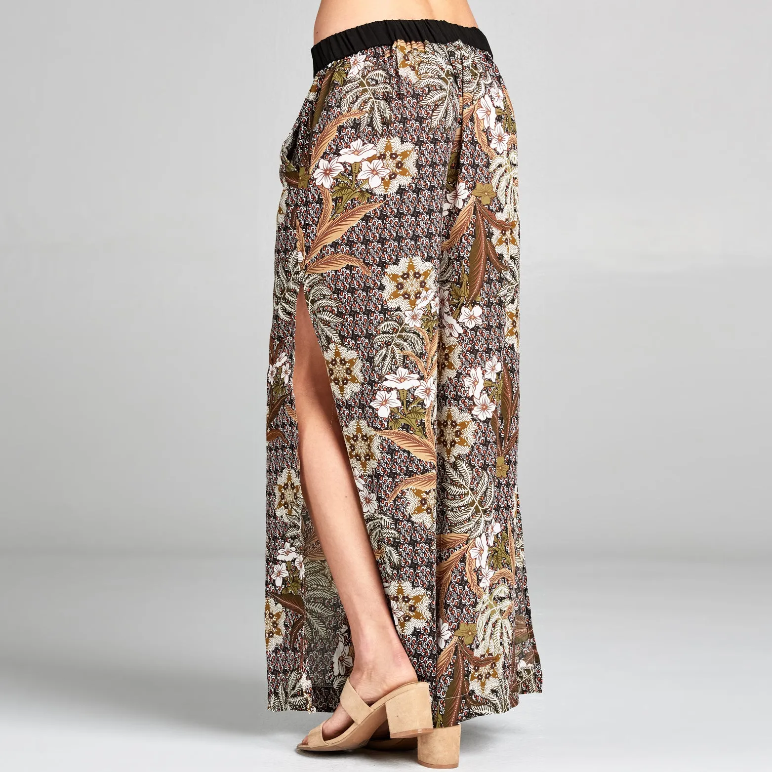 Olive Floral Palazzo Pants