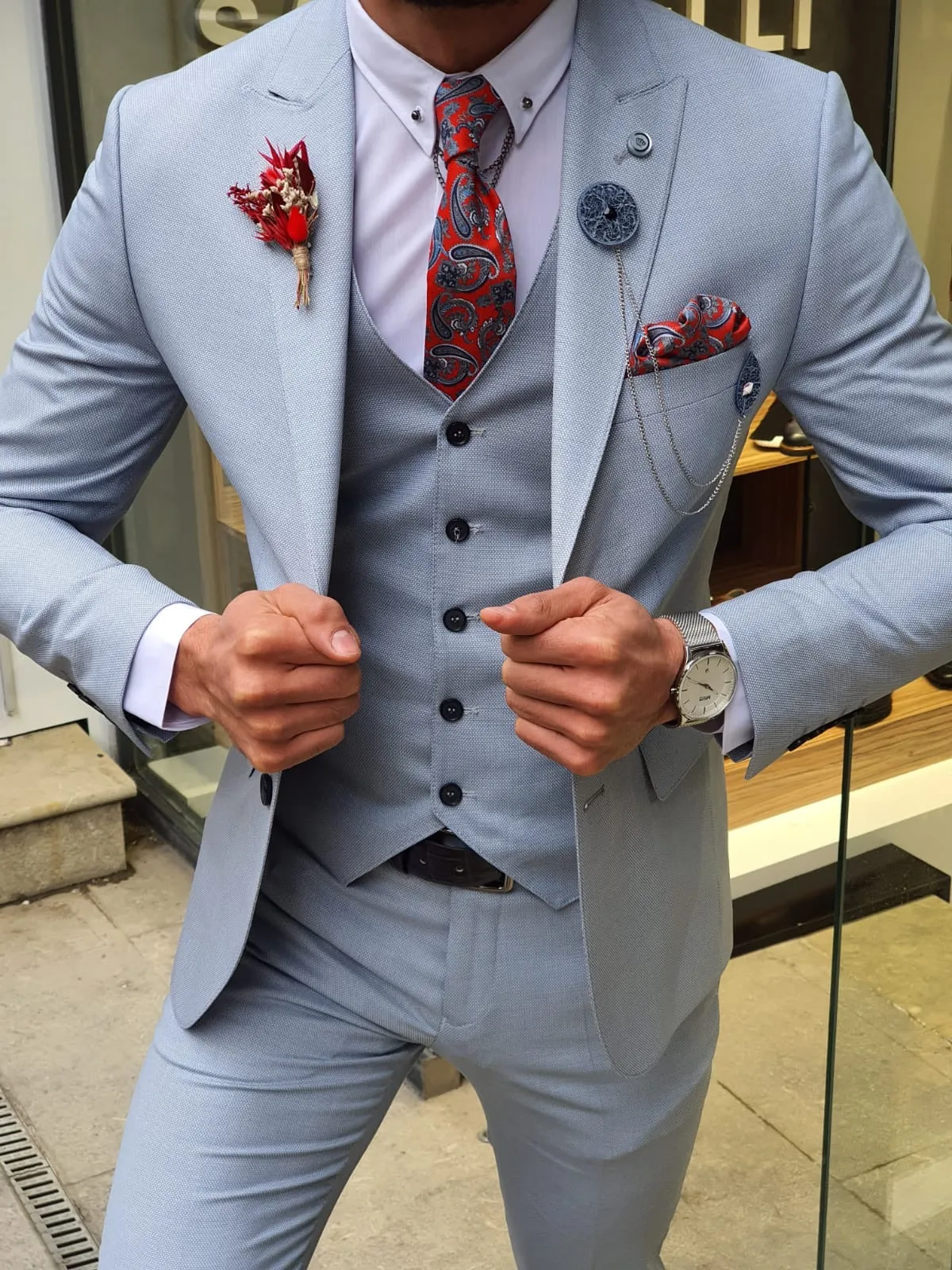 Olympia Blue Slim Fit Suit – The Perfect Choice for Every Occasion