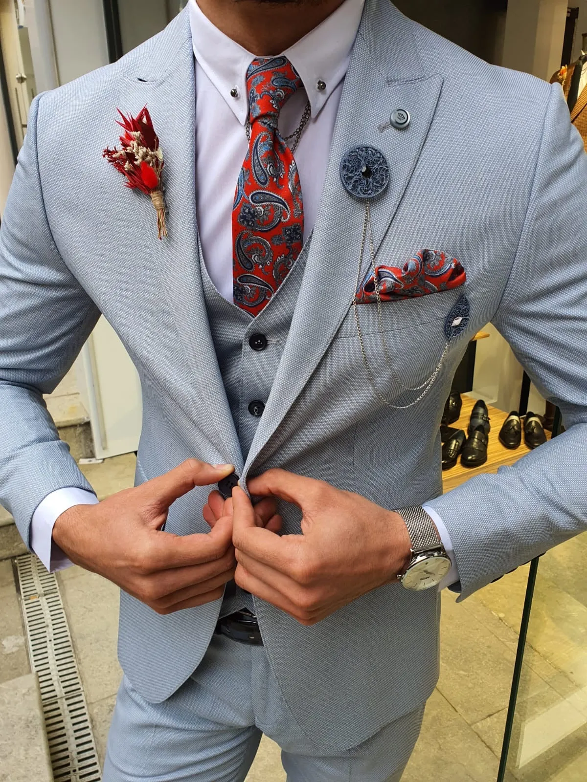 Olympia Blue Slim Fit Suit – The Perfect Choice for Every Occasion