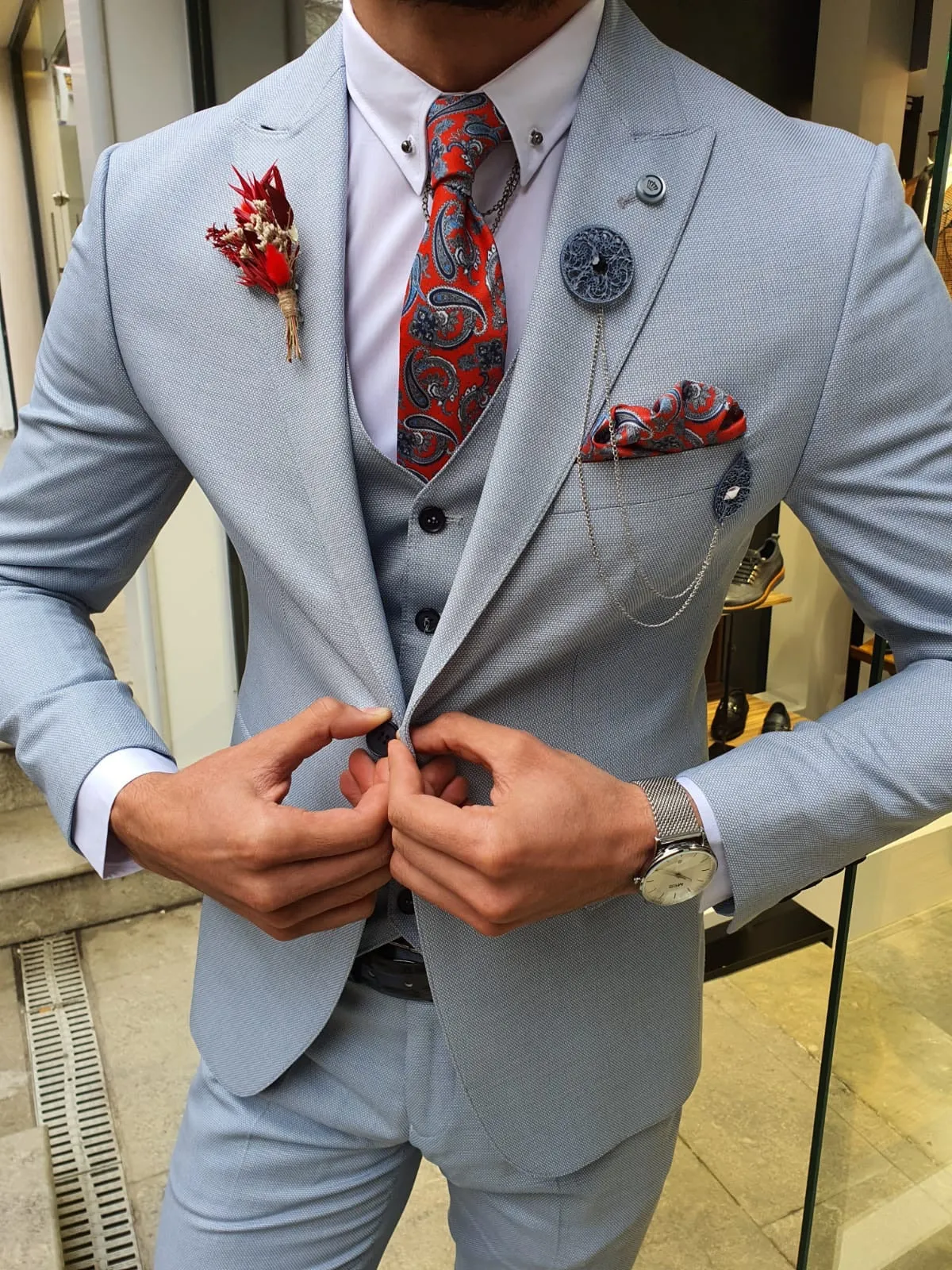 Olympia Blue Slim Fit Suit – The Perfect Choice for Every Occasion