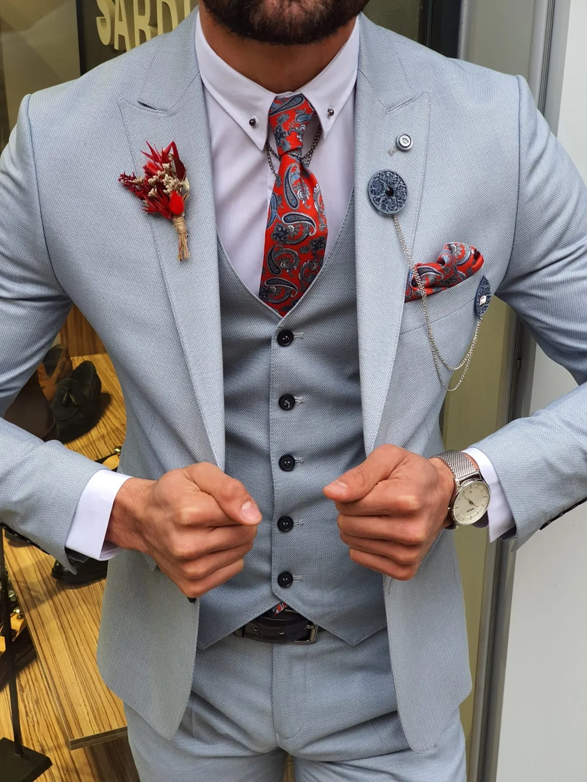 Olympia Blue Slim Fit Suit – The Perfect Choice for Every Occasion