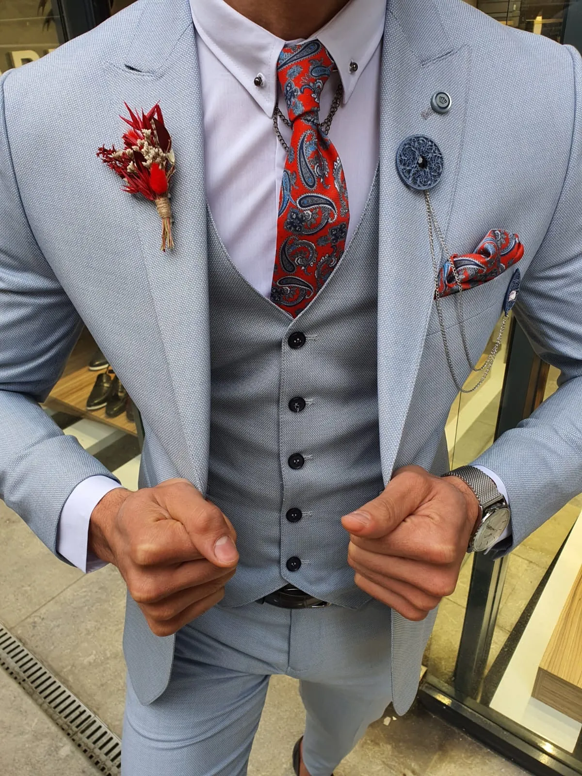 Olympia Blue Slim Fit Suit – The Perfect Choice for Every Occasion
