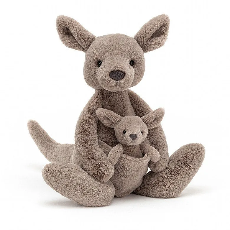 Paloma de la O Beige Knitted Baby Shorts Set with Jellycat Kangaroo