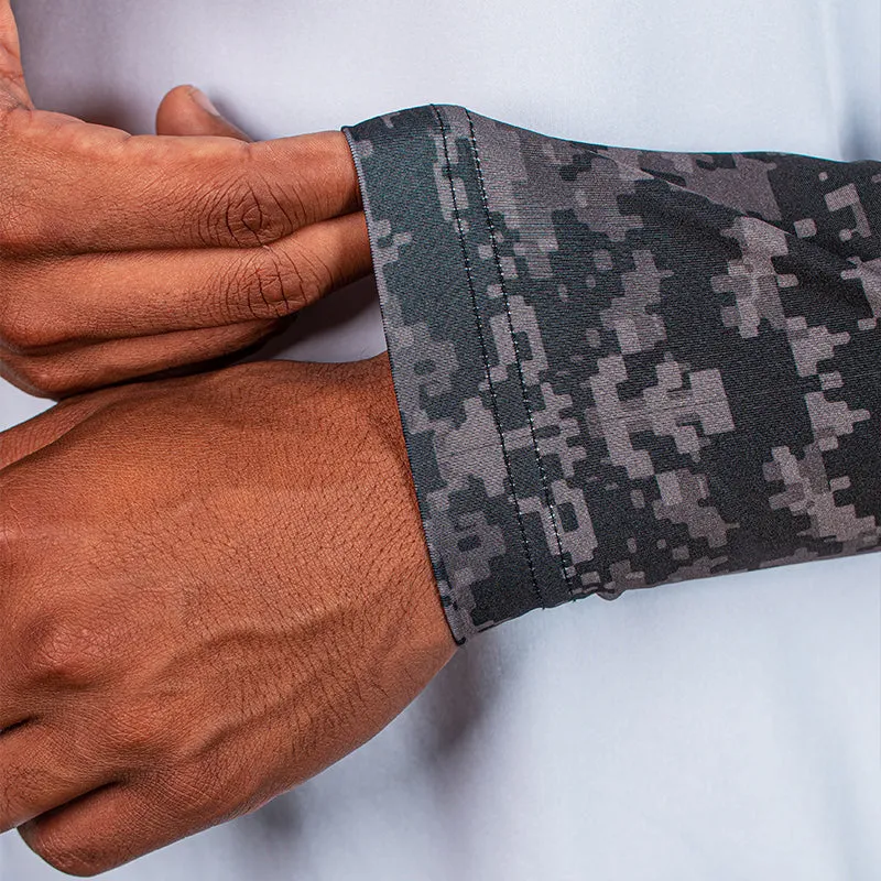 Performance Long Sleeve Shirt | White | Blackout Digi Camo | SA Shield