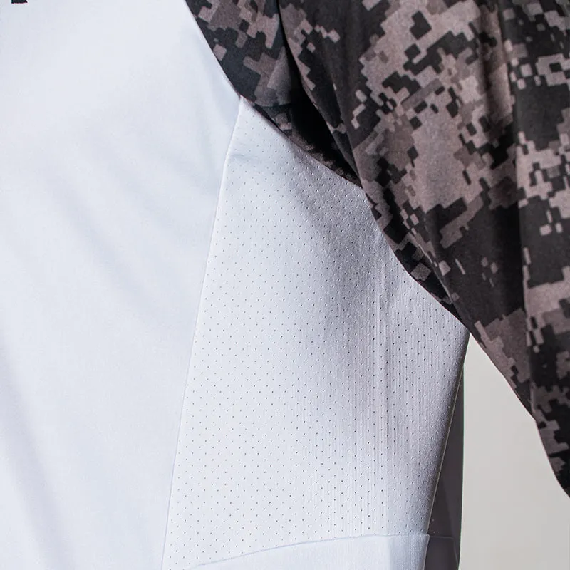 Performance Long Sleeve Shirt | White | Blackout Digi Camo | SA Shield