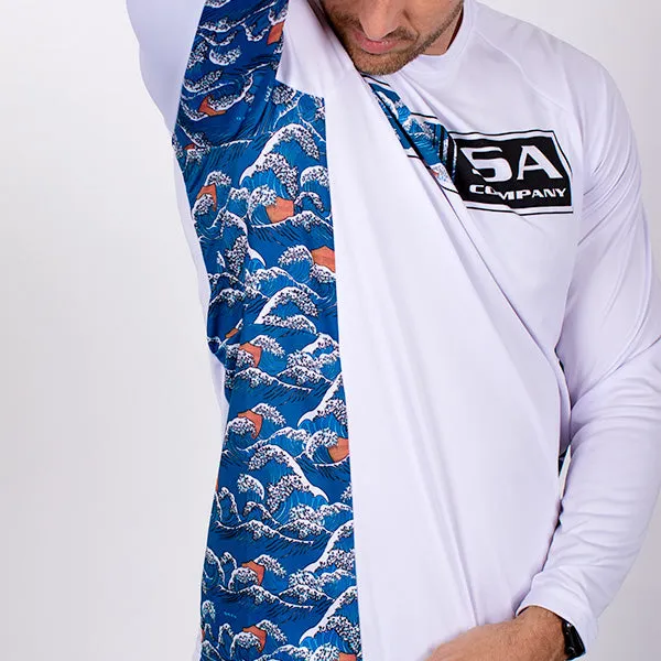 Performance Long Sleeve Shirt | White | Wave Fade