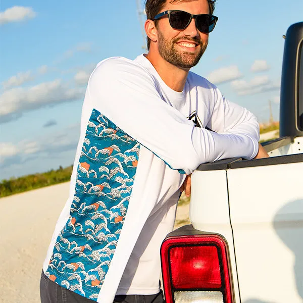 Performance Long Sleeve Shirt | White | Wave Fade