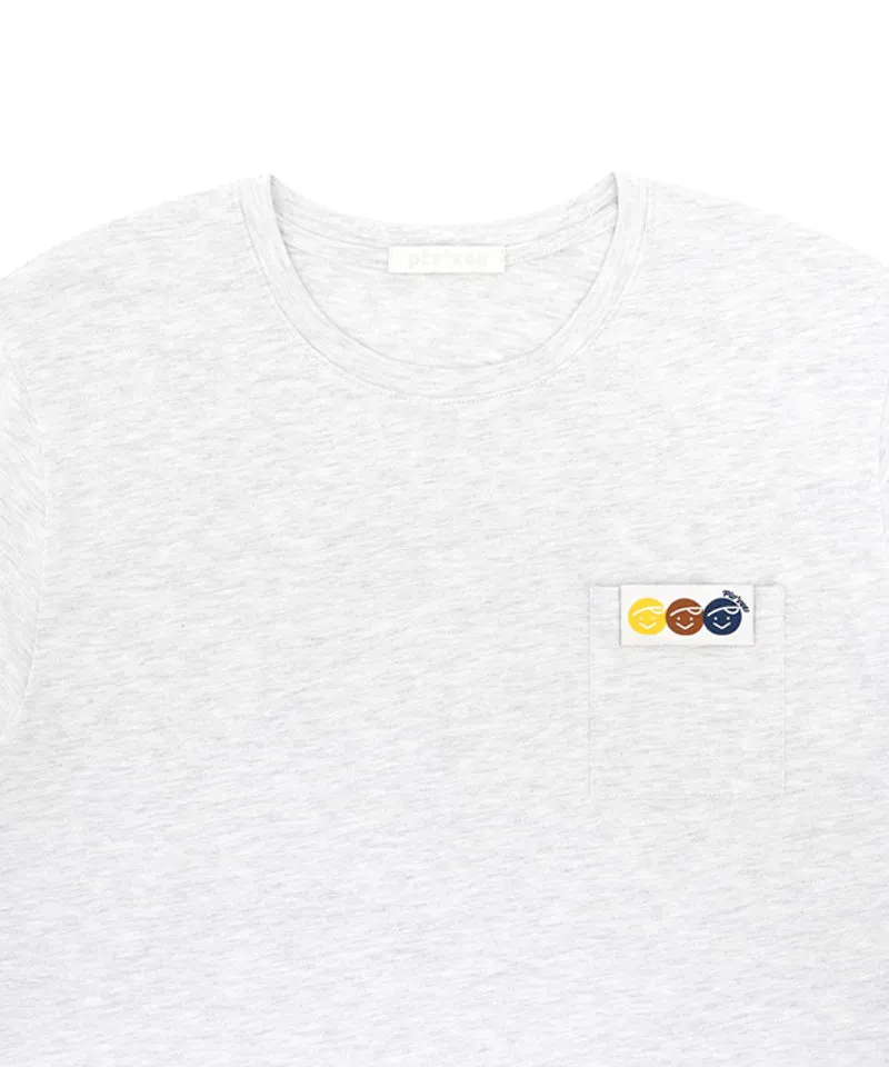 PIV'VEE Triplets Pocket T-shirt - Snow Grey