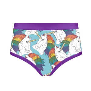 PREORDER - Mid Rise Briefs - Rainbow Unicorns