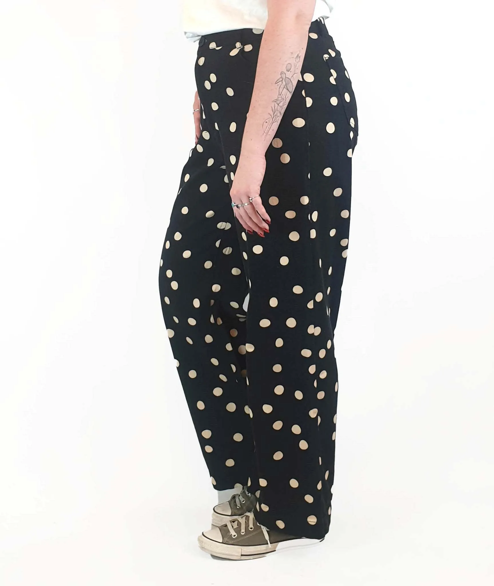 Princess Highway black polka dot jeans size 14, best fits 12-14