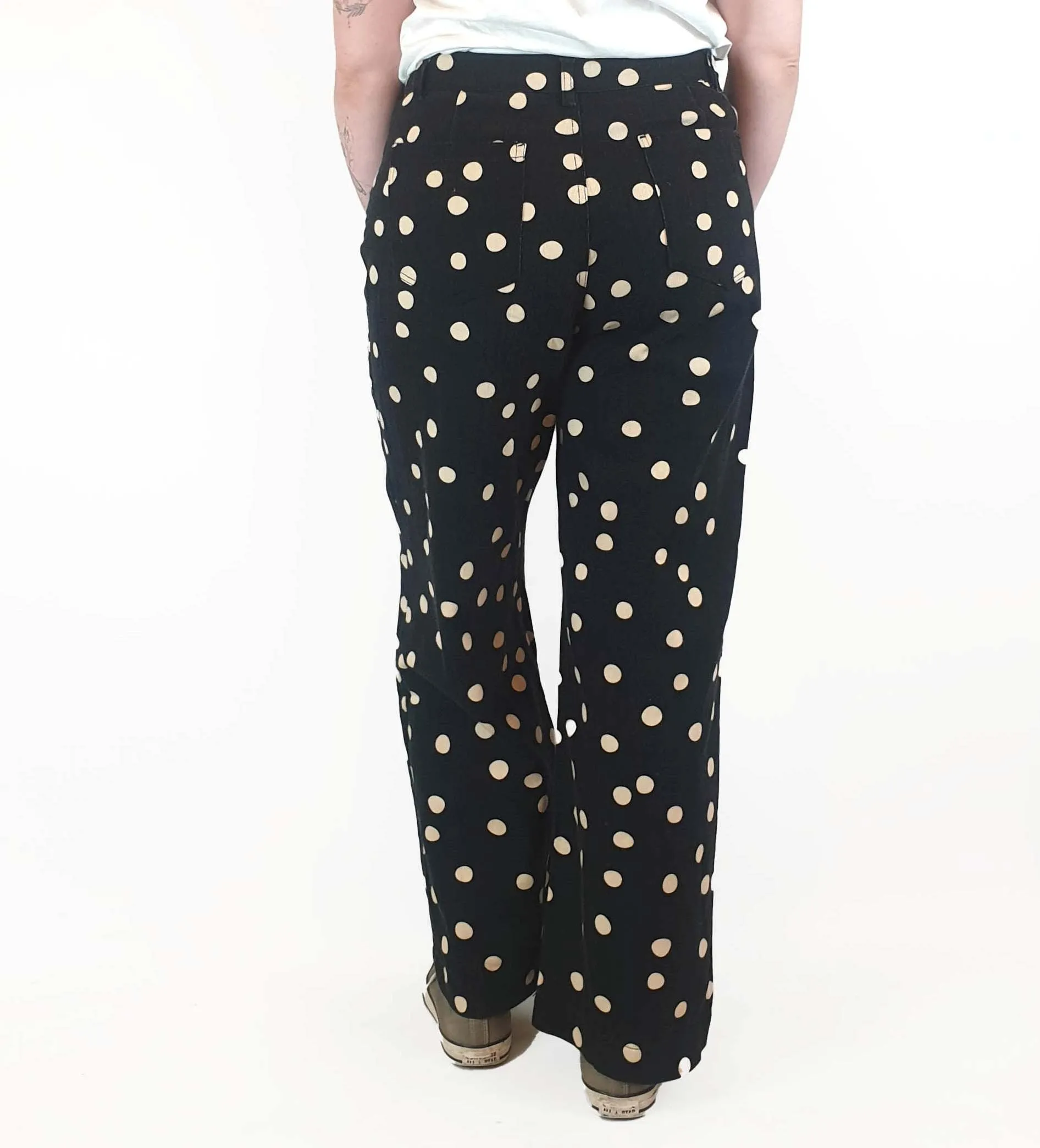 Princess Highway black polka dot jeans size 14, best fits 12-14