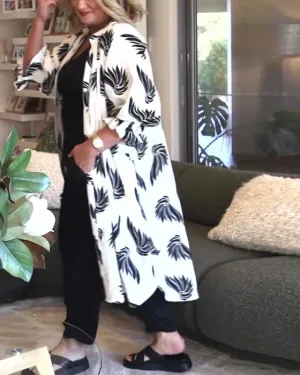 Printed casual button-up coat