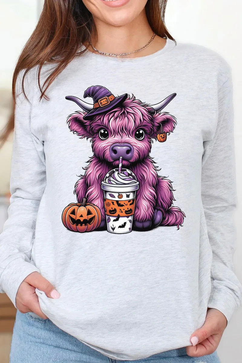 Purple Highland Halloween Heavy Cotton Long Sleeve Adult T-Shirt