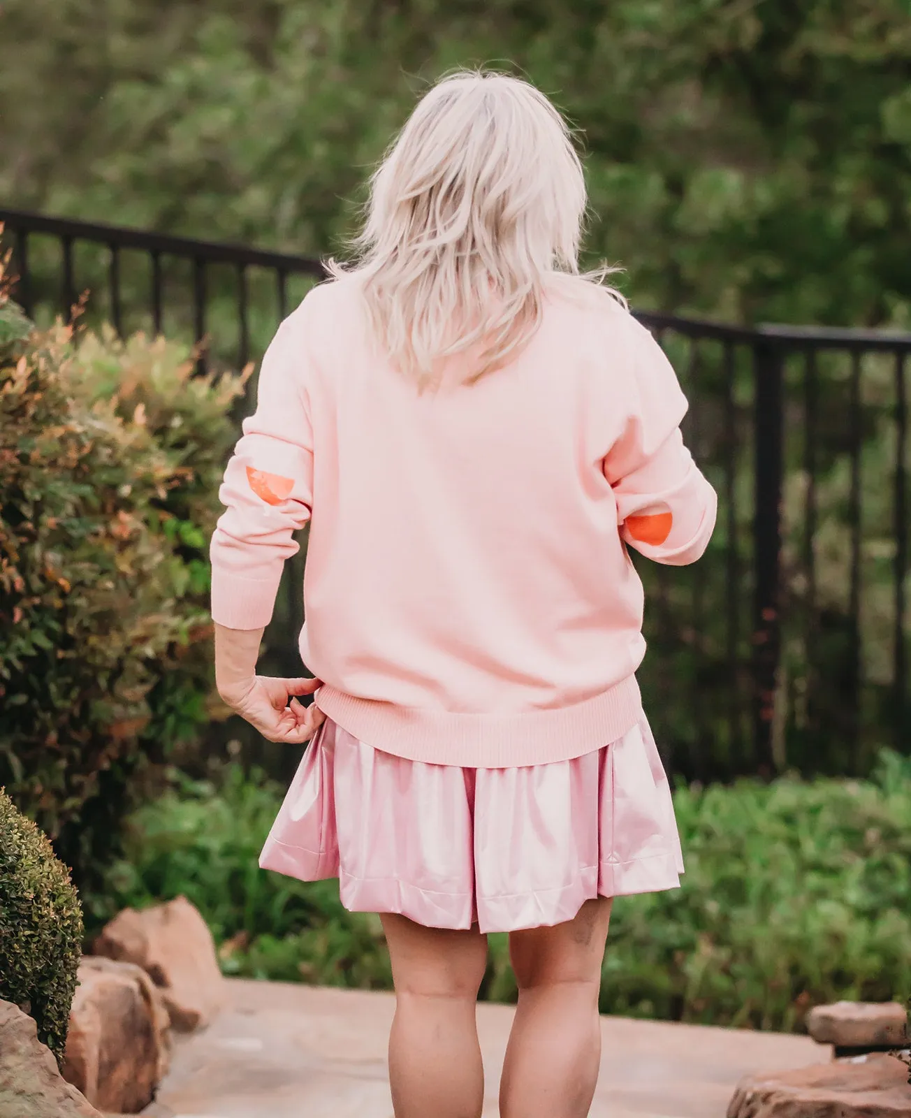 Queen of Sparkles Leather Swing Shorts in Light Pink