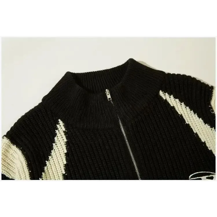Retro Loose Fit Knitted Jacket from Y2K Streetwear Collection