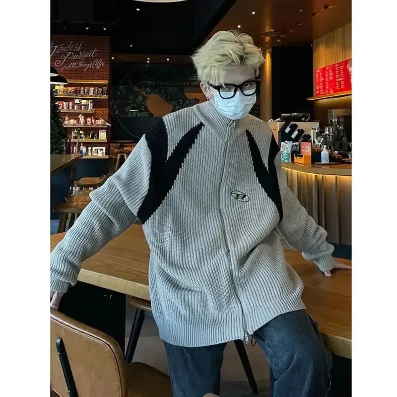Retro Loose Fit Knitted Jacket from Y2K Streetwear Collection